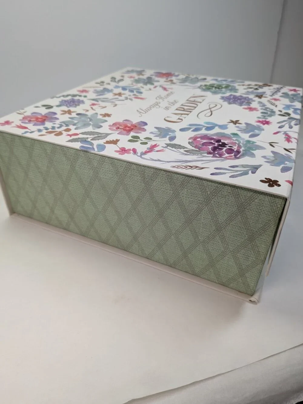Nesting Decorative Gift Boxes Peacock Floral Watercolor Gold Foil Set of 2